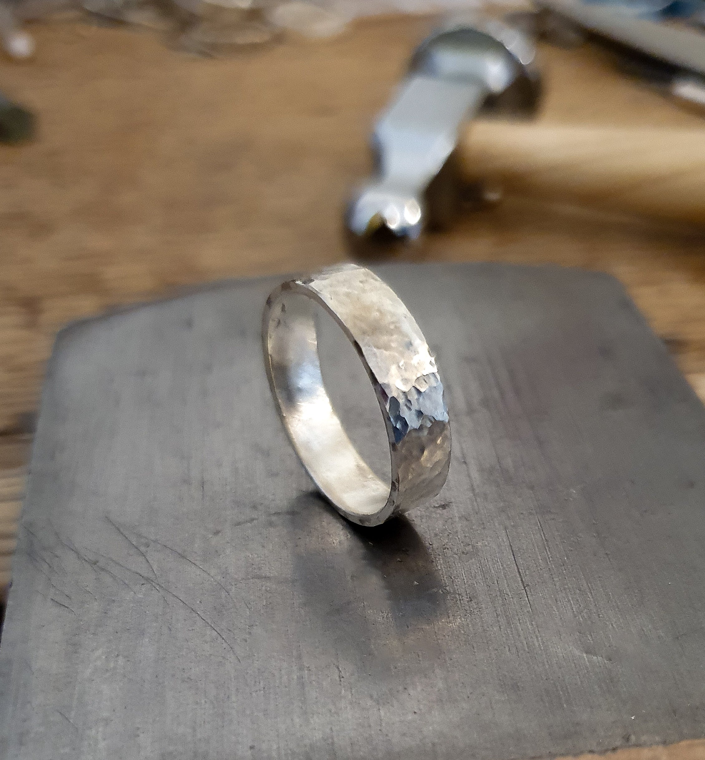 Hammered Texture Ring - Silver