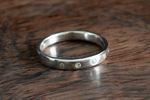 Flush Set Ring - Silver and Diamond