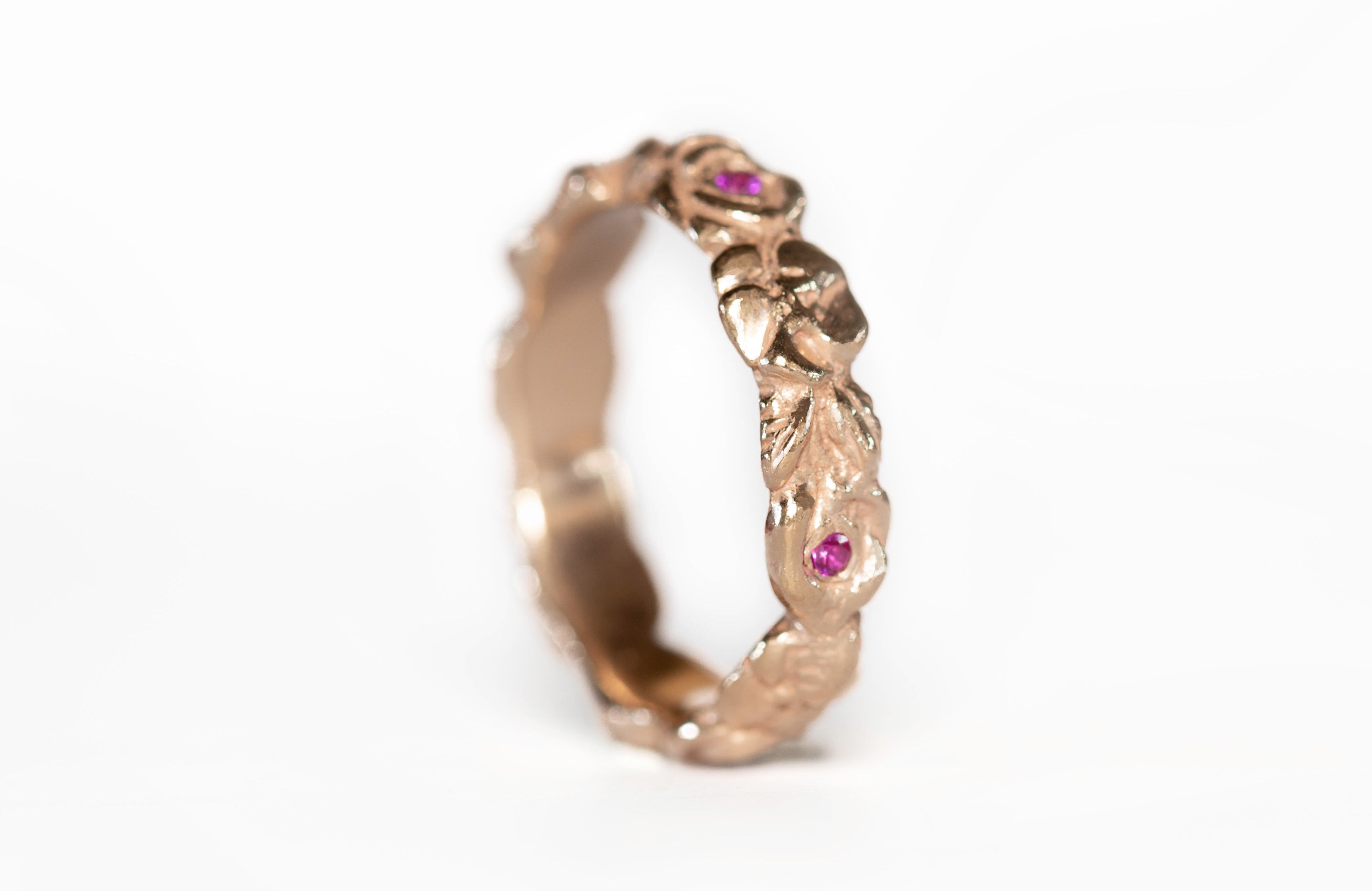 Floral Full Eternity Ring - Ruby