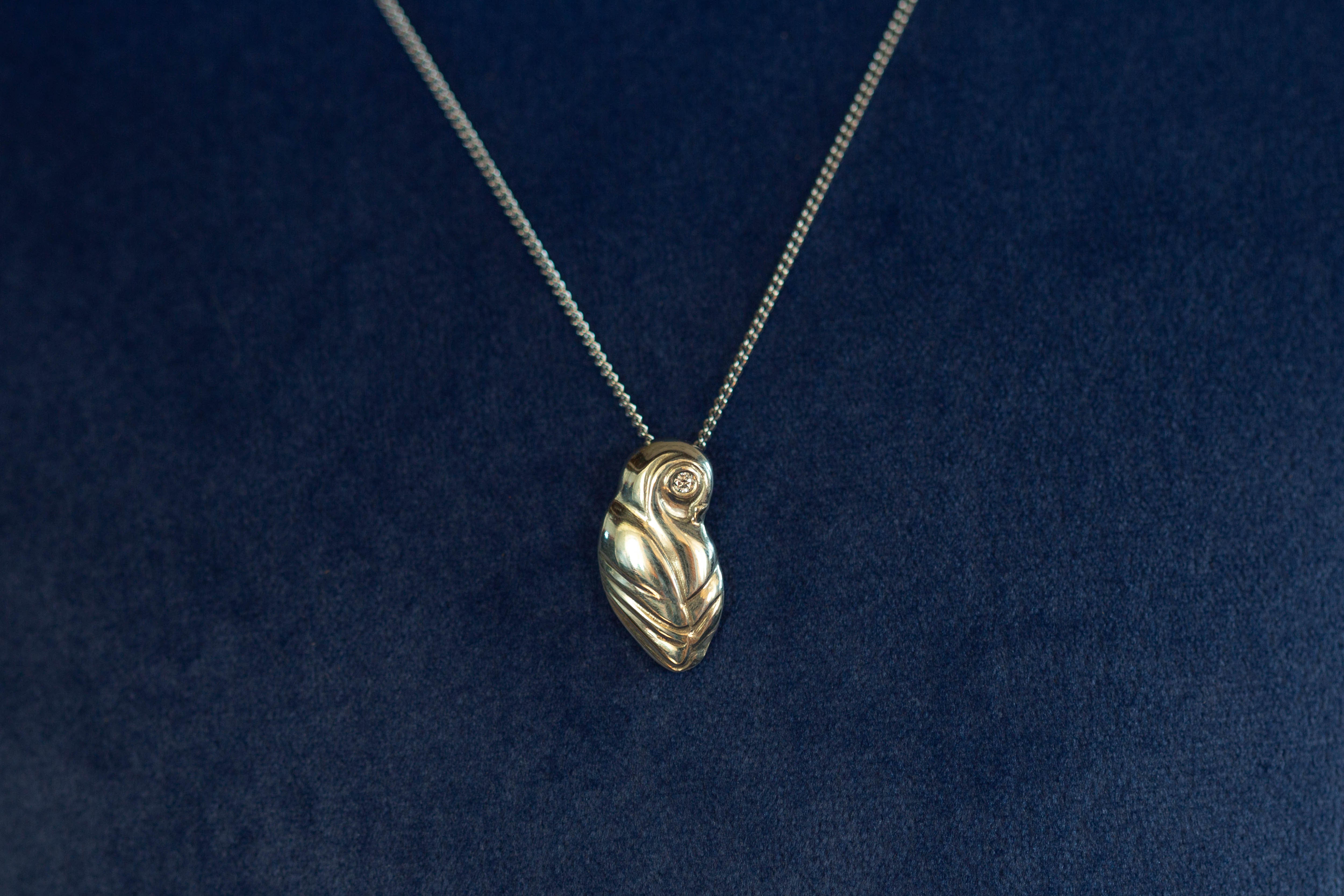 Wise Owl Pendant - Silver and Diamond