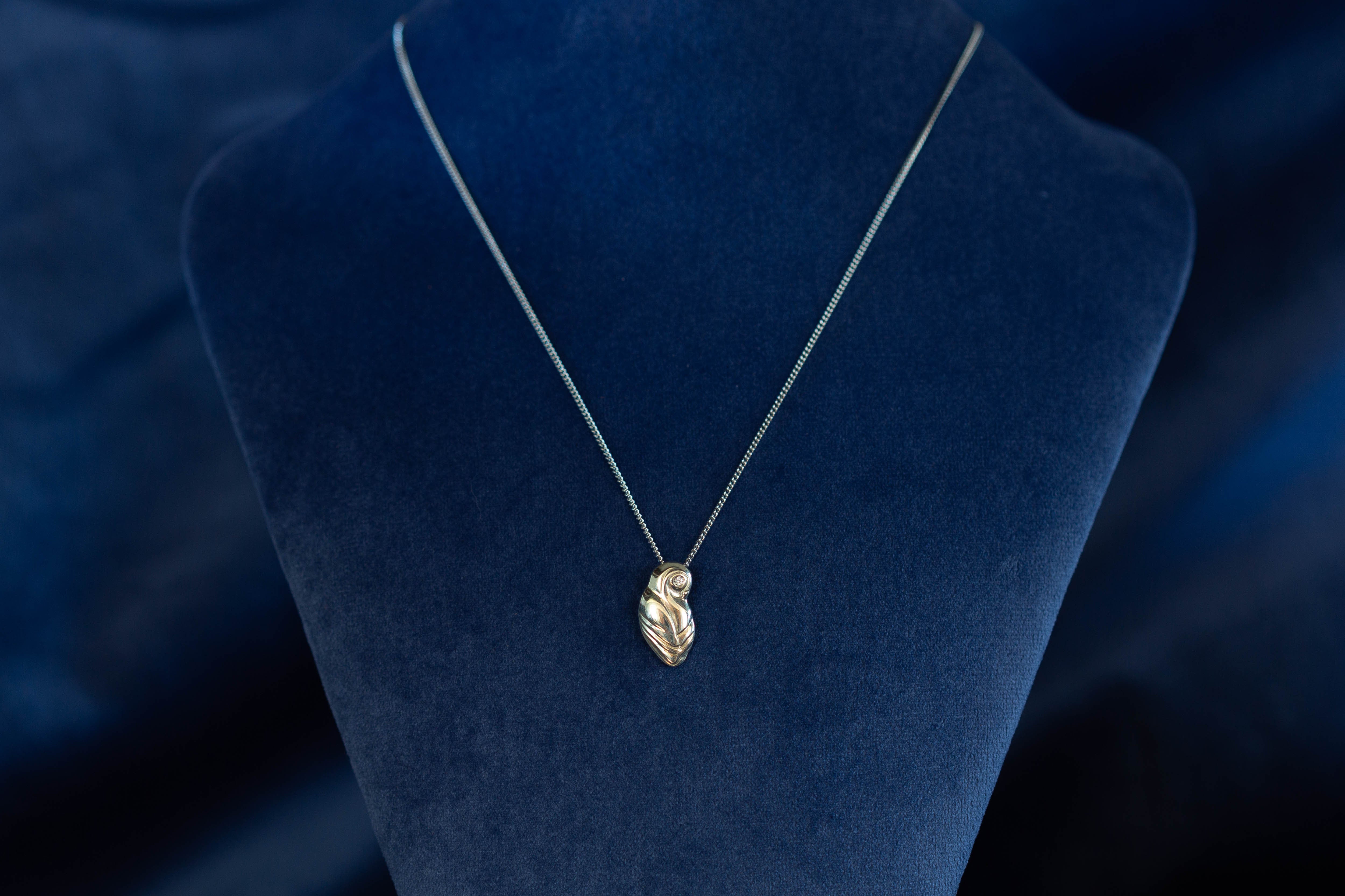 Wise Owl Pendant - Silver and Diamond